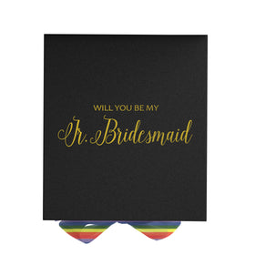 Will You Be My Jr Bridesmaid? Proposal Box black - No Border - Rainbow Ribbon