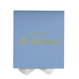 Will You Be My jr bridesmaid? Proposal Box Light Blue w/ white Bow- No Border