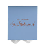 Will You Be My jr bridesmaid? Proposal Box Light Blue w/ white Bow- No Border