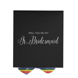 Will You Be My Jr Bridesmaid? Proposal Box black - No Border - Rainbow Ribbon