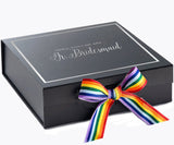 Will You Be My Jr Bridesmaid? Proposal Box black -  Border - Rainbow Ribbon