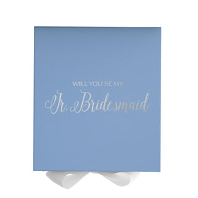 Will You Be My jr bridesmaid? Proposal Box Light Blue w/ white Bow- No Border