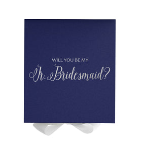 Will You Be My Jr Bridesmaid? Proposal Box Navy w/ White Bow - No Border