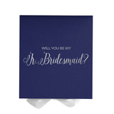 Will You Be My Jr Bridesmaid? Proposal Box Navy w/ White Bow - No Border