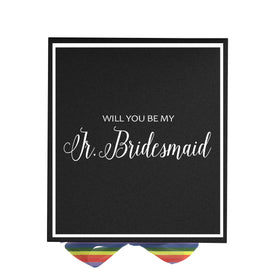 Will You Be My Jr Bridesmaid? Proposal Box black -  Border - Rainbow Ribbon