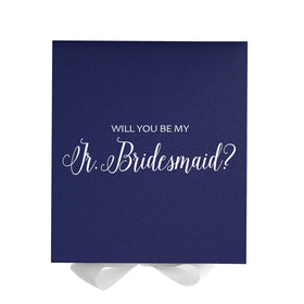 Will You Be My Jr Bridesmaid? Proposal Box Navy w/ White Bow - No Border