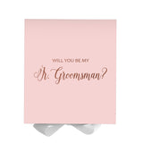 Will You Be My jr groomsman? Proposal Box Pink w/ White Bow - No Border