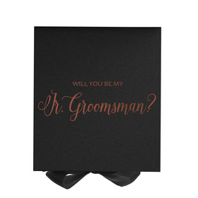 Will You Be My jr groomsman? Proposal Box black - No Border