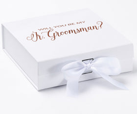 Will You Be My jr groomsman? Proposal Box White - No Border