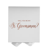 Will You Be My jr groomsman? Proposal Box White - No Border