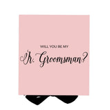 Will You Be My jr groomsman? Proposal Box Pink w/ Black Bow - No Border