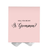 Will You Be My jr groomsman? Proposal Box Pink w/ White Bow - No Border