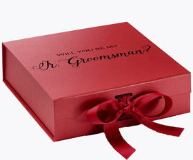 Will You Be My jr groomsman? Proposal Box Red - No Border