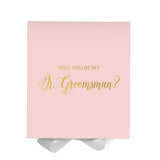 Will You Be My jr groomsman? Proposal Box Pink w/ White Bow - No Border