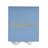 Will You Be My jr groomsman? Proposal Box Light Blue w/ white Bow- No Border