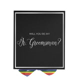 Will You Be My jr groomsman? Proposal Box black -  Border - Rainbow Ribbon