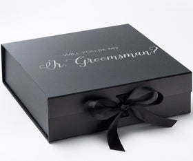 Will You Be My jr groomsman? Proposal Box black - No Border