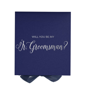 Will You Be My jr groomsman? Proposal Box Navy - No Border