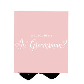 Will You Be My jr groomsman? Proposal Box Pink w/ Black Bow - No Border