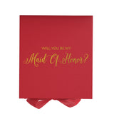 Will You Be My maid of honor? Proposal Box Red w/ black ribbon - No Border
