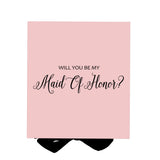 Will You Be My maid of honor? Proposal Box Pink w/ Black Bow - No Border