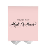 Will You Be My maid of honor? Proposal Box Pink w/ White Bow - No Border