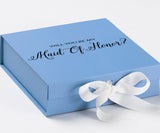 Will You Be My maid of honor? Proposal Box Light Blue w/ white Bow- No Border