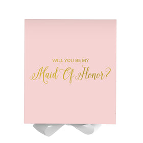 Will You Be My maid of honor? Proposal Box Pink w/ White Bow - No Border