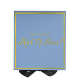 Will You Be My maid of honor? Proposal Box Light Blue w/ Black Bow-  Border