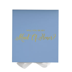 Will You Be My maid of honor? Proposal Box Light Blue w/ white Bow- No Border