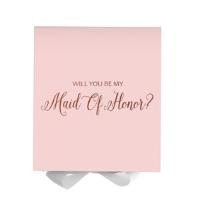 Will You Be My maid of honor? Proposal Box Pink w/ White Bow - No Border