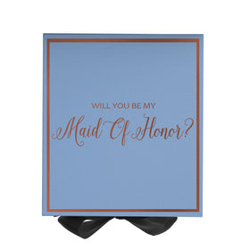 Will You Be My maid of honor? Proposal Box Light Blue w/ Black Bow-  Border