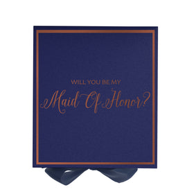 Will You Be My maid of honor? Proposal Box Navy -  Border