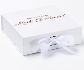 Will You Be My maid of honor? Proposal Box White - No Border