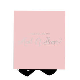 Will You Be My maid of honor? Proposal Box Pink w/ Black Bow - No Border