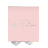 Will You Be My maid of honor? Proposal Box Pink w/ White Bow - No Border