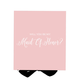 Will You Be My maid of honor? Proposal Box Pink w/ Black Bow - No Border