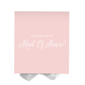 Will You Be My maid of honor? Proposal Box Pink w/ White Bow - No Border