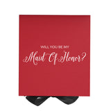 Will You Be My maid of honor? Proposal Box Red w/ black ribbon - No Border