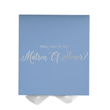 Will You Be My Matron of Honor? Proposal Box Light Blue w/ white Bow- No Border