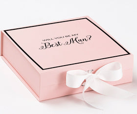 Will You Be My Best man? Proposal Box Pink w/ White Bow -  Border