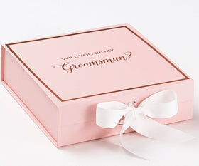 Will You Be My groomswoman? Proposal Box Pink w/ White Bow -  Border