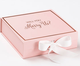 Will You Marry Us?? Proposal Box Pink w/ White Bow -  Border