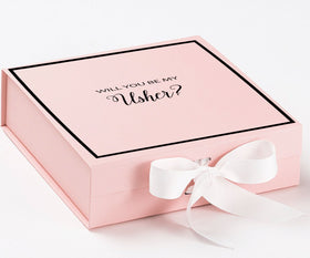 Will You Be My Usher? Proposal Box Pink w/ White Bow -  Border