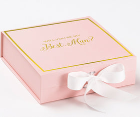 Will You Be My Best man? Proposal Box Pink w/ White Bow -  Border