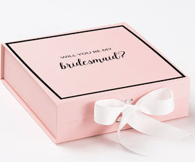 Will You Be My bridesmaid? Proposal Box Pink w/ White Bow -  Border