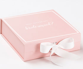 Will You Be My bridesmaid? Proposal Box Pink w/ White Bow -  Border