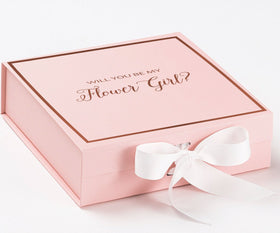 Will You Be My Flower Girl? Proposal Box Pink w/ White Bow -  Border