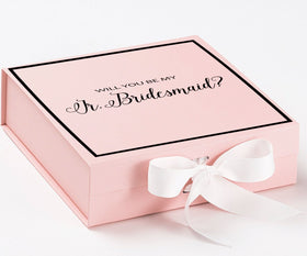 Will You Be My Jr Bridesmaid? Proposal Box Pink w/ White Bow -  Border