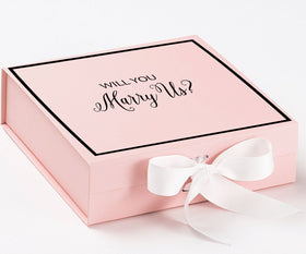 Will You Marry Us?? Proposal Box Pink w/ White Bow -  Border